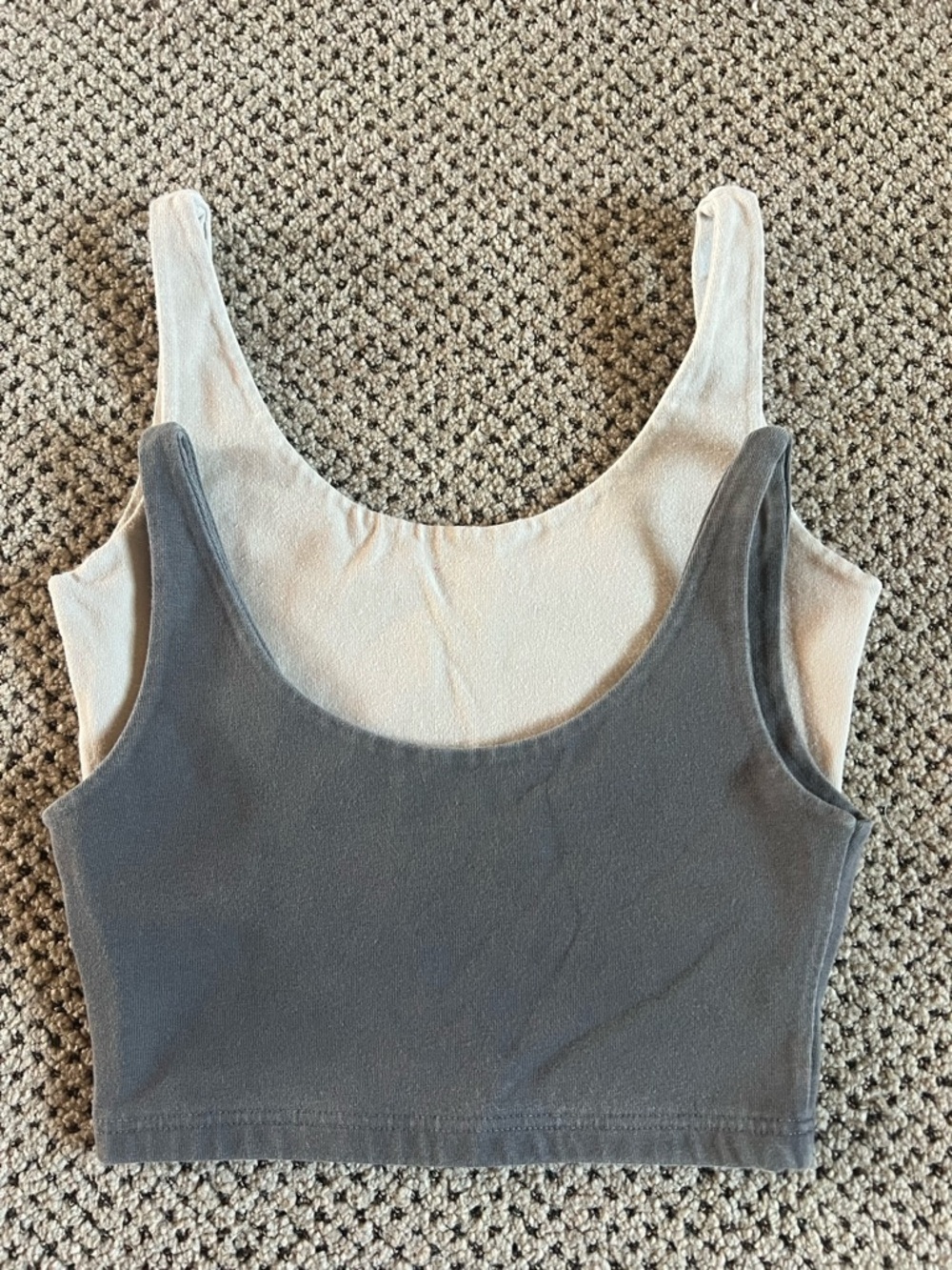 BRANDY MELVILLE Reversible Scoop Neck Tank Top - Gray & Cream (set of 2)